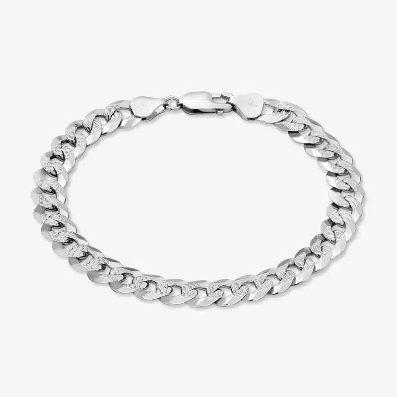 Flat Cuban Link Diamond Cut Bracelet 7mm