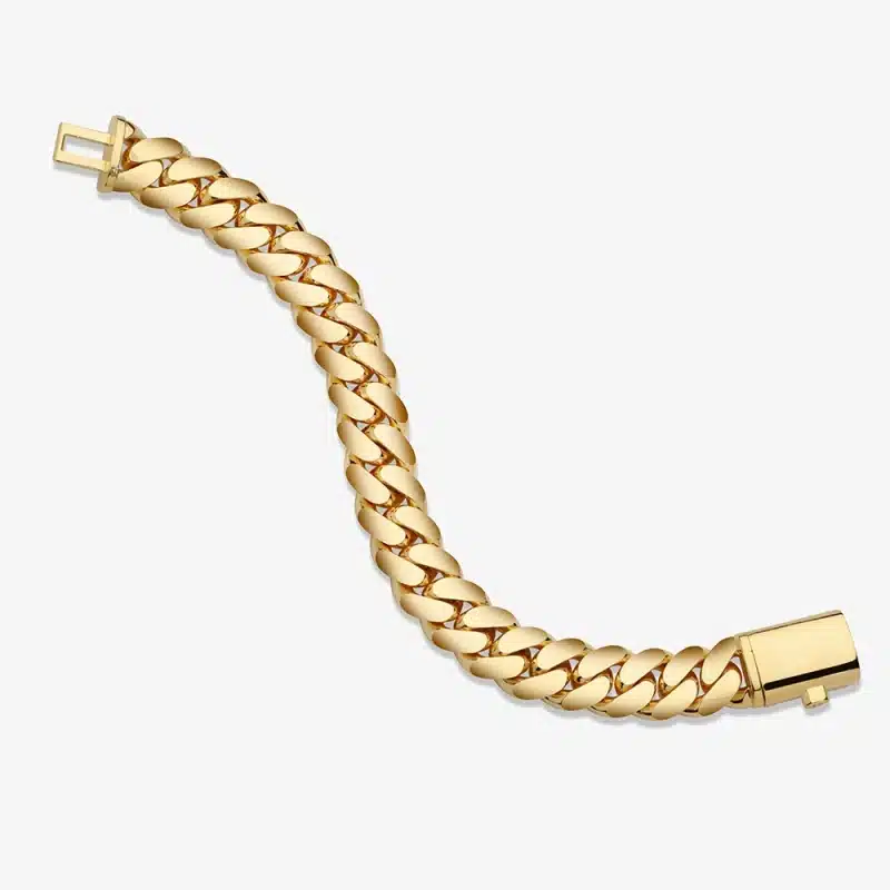 Premium Handmade In Miami Cuban Link Bracelet Gold Finish 15mm