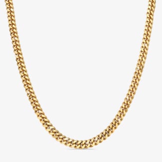 10.5mm Silver Miami Cuban Link Box Clasp Chain Yellow Gold - a