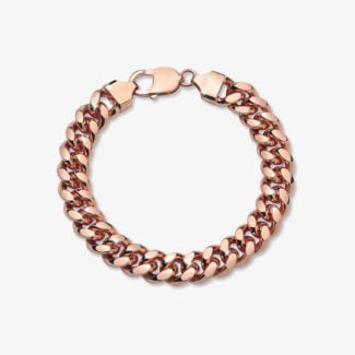 10.5mm Silver Cuban Link Lobster Bracelet Rose Gold - a