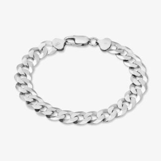 10mm Flat Cuban Link Bracelet Rhodium - a