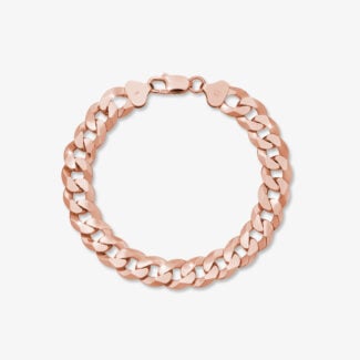 10mm Flat Miami Cuban Link Bracelet Rose Gold - a