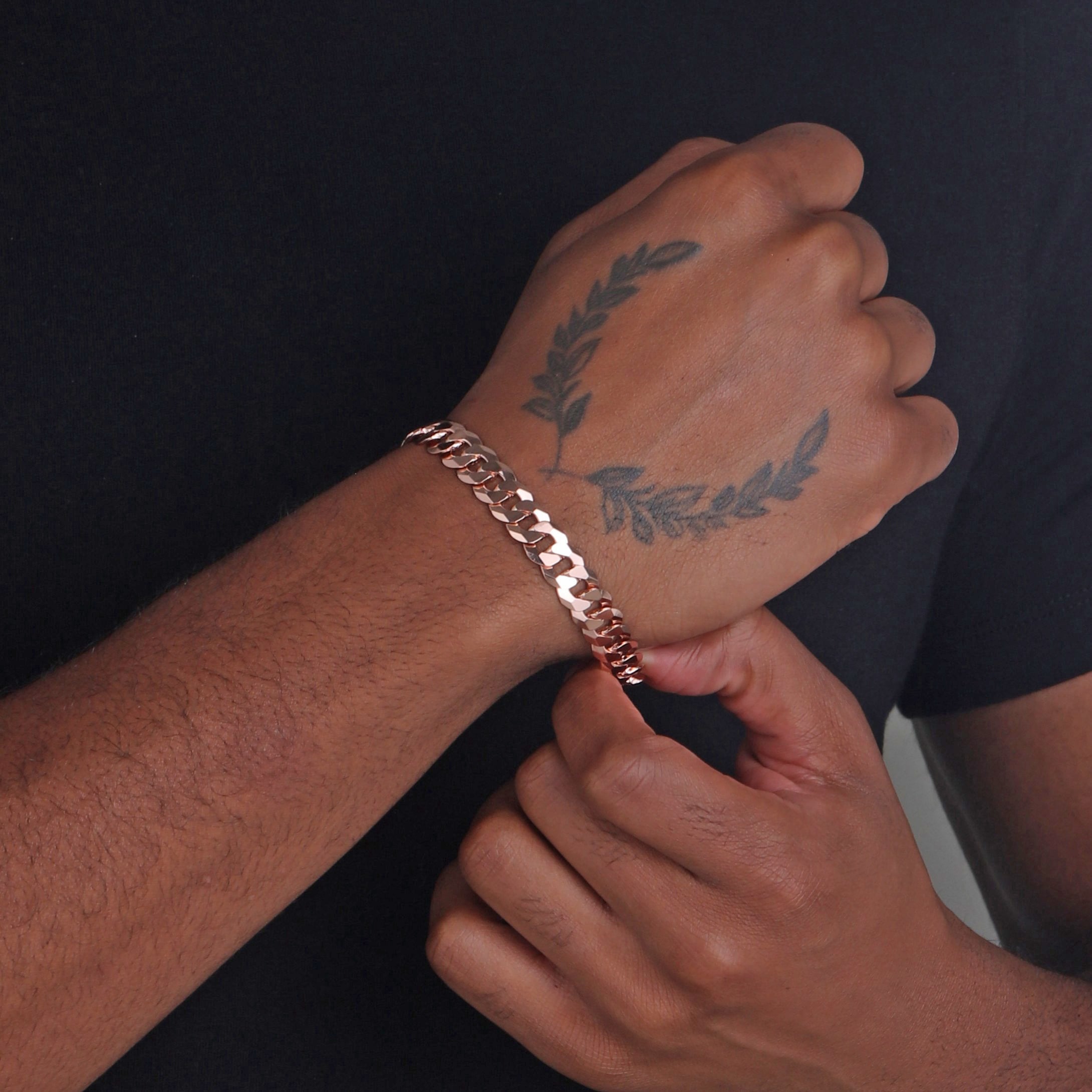 10mm-Flat-Cuban-Link-Bracelet-Rose-Gold-b 10mm Flat Cuban Link Bracelet Rose Gold b