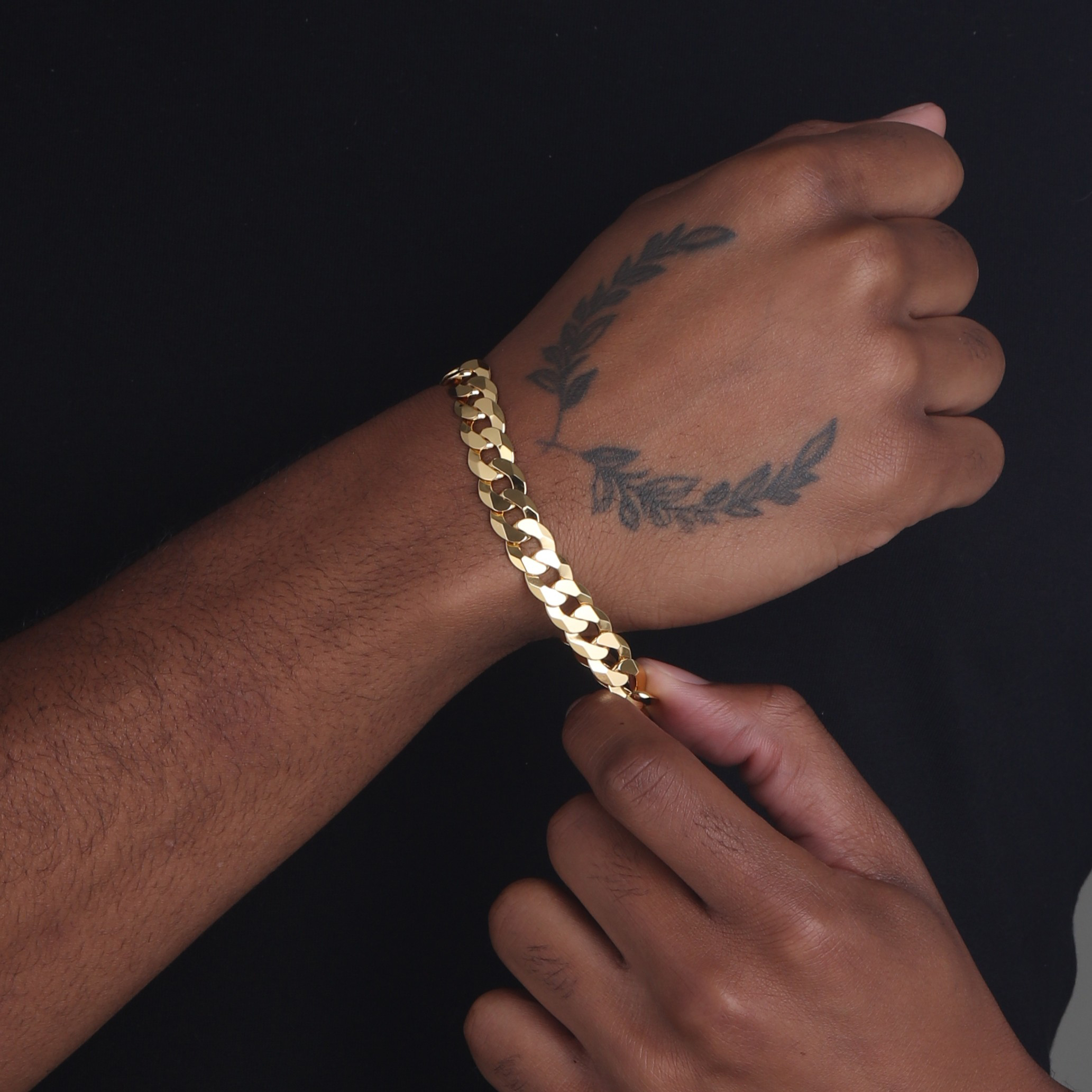 10mm-Flat-Cuban-Link-Bracelet-Yellow-Gold-b 10mm Flat Cuban Link Bracelet Yellow Gold b