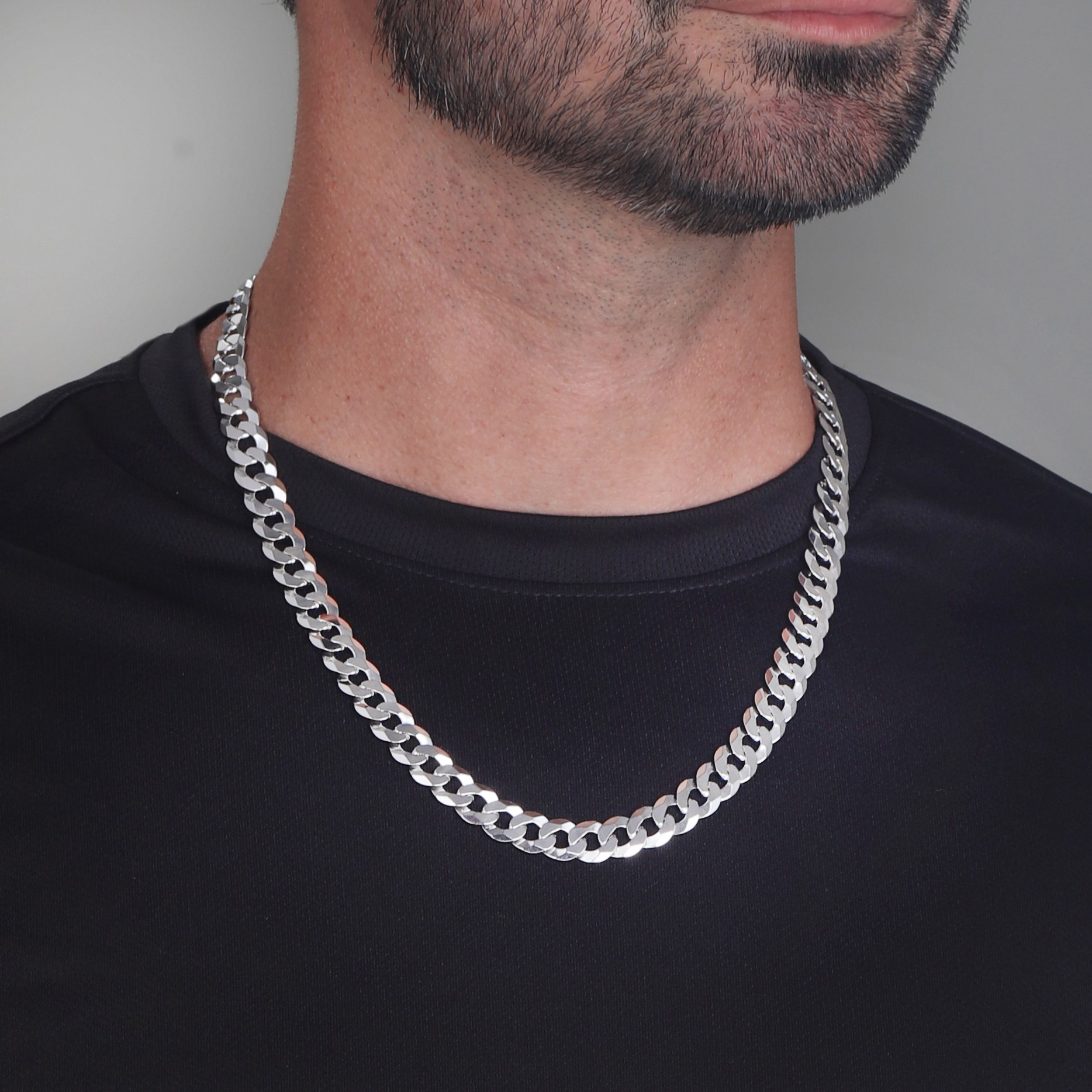 10mm-Flat-Cuban-Link-Chain-Rhodium-d 10mm Flat Cuban Link Chain Rhodium d