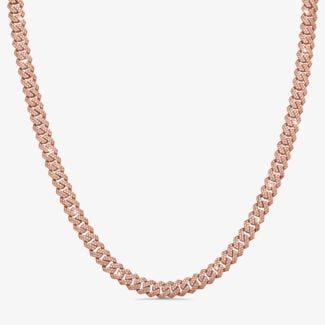 10mm Iced Out Cuban Link Chain Rose Gold - a