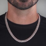 10mm Iced Out Cuban Link Chain Rose Gold b