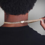 10mm Iced Out Cuban Link Chain Yellow Gold c