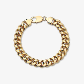 10mm Miami Cuban Lobster Clasp Bracelet Yellow Gold - a