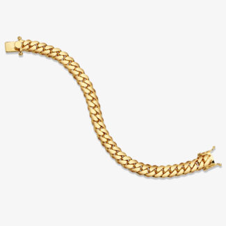 10mm Premium Cuban Link Box Clasp Bracelet yellow gold - a
