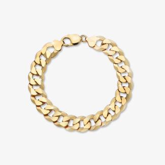 12.5mm Flat Cuban Link Bracelet Yellow Gold - a
