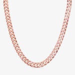 12.5mm Italian Sterling Silver Flat Cuban Chain 18kt rose gold - a