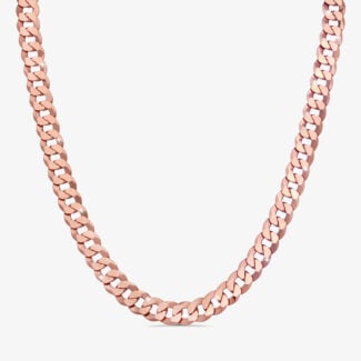 12.5mm Italian Sterling Silver Flat Cuban Chain 18kt rose gold - a