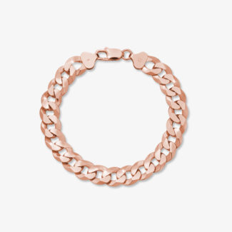 12mm Flat Cuban Link Bracelet Rose Gold - a