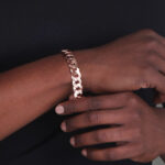 12mm Flat Cuban Link Bracelet Rose Gold b