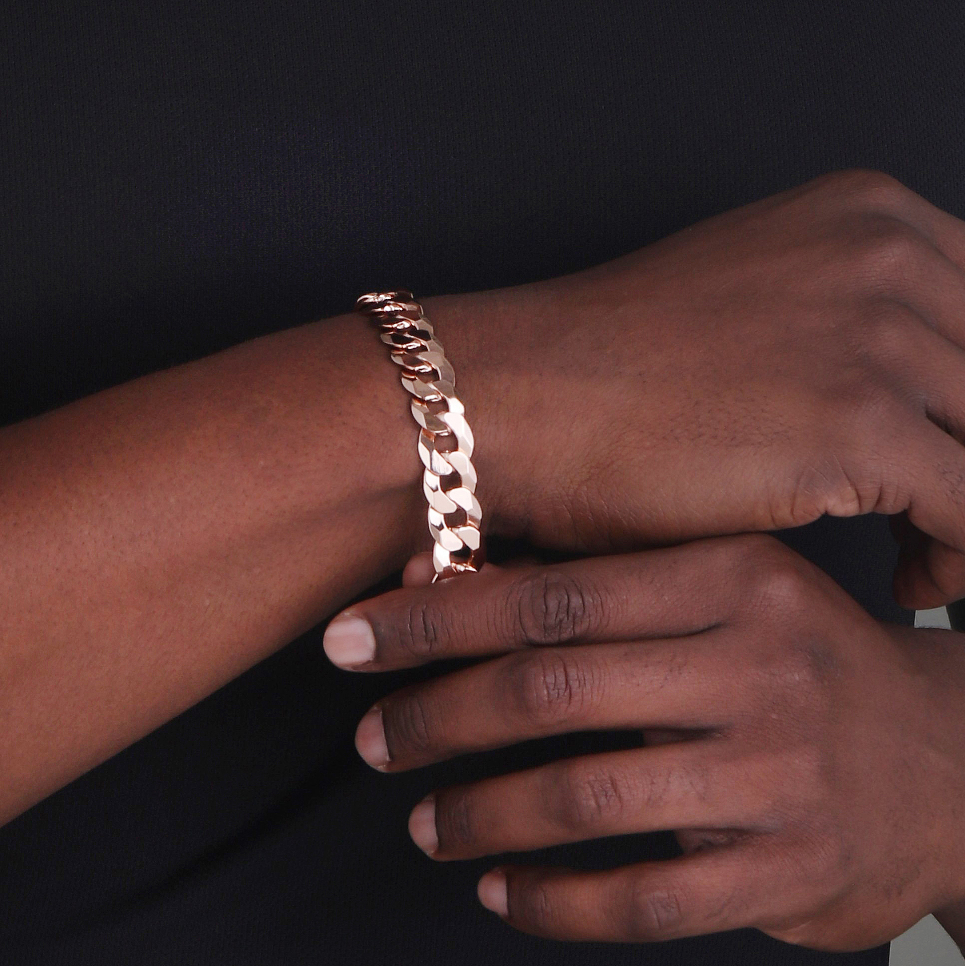 12mm-Flat-Cuban-Link-Bracelet-Rose-Gold-b 12mm Flat Cuban Link Bracelet Rose Gold b
