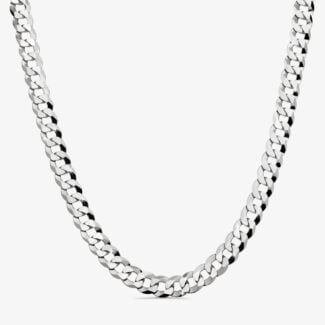 12mm Flat Cuban Link Chain Rhodium - a