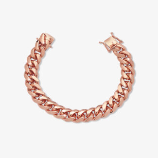 12mm cuban link box clasp bracelet rose gold - a