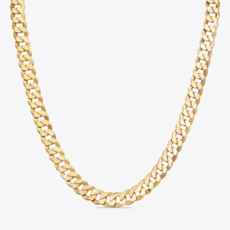 13mm Flat Cuban Link Chain Yellow Gold - a
