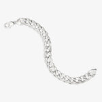 13mm Flat Cuban Link Diamond Cut Bracelet Rhodium d