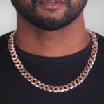 13mm Italian Sterling Silver Flat Cuban Chain 18kt rose gold b