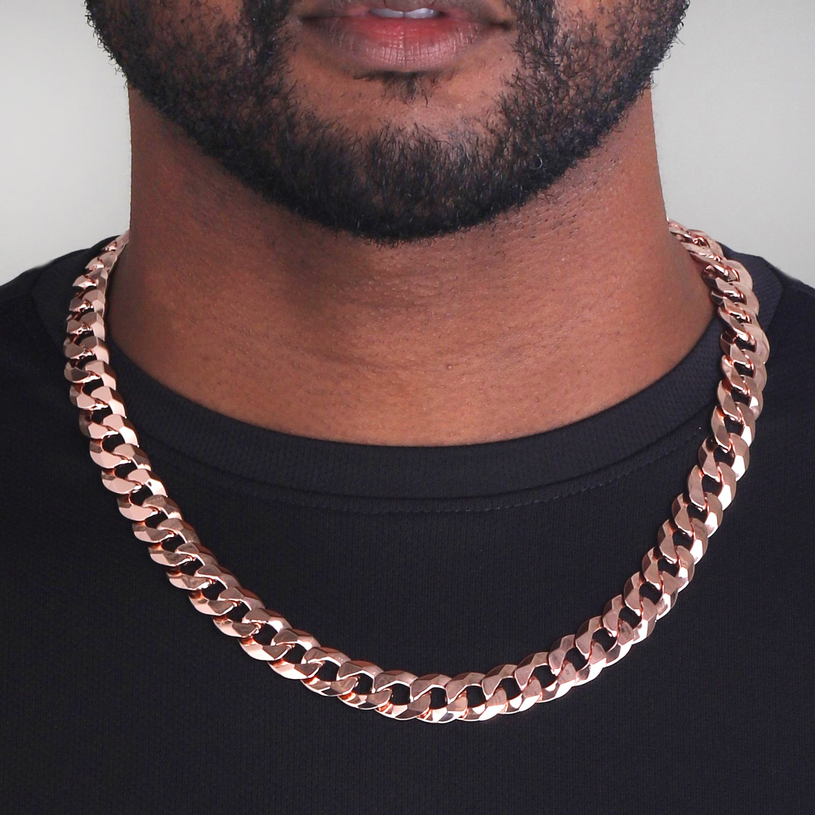13mm-Italian-Sterling-Silver-Flat-Cuban-Chain-18kt-rose-gold-b 13mm Italian Sterling Silver Flat Cuban Chain 18kt rose gold b