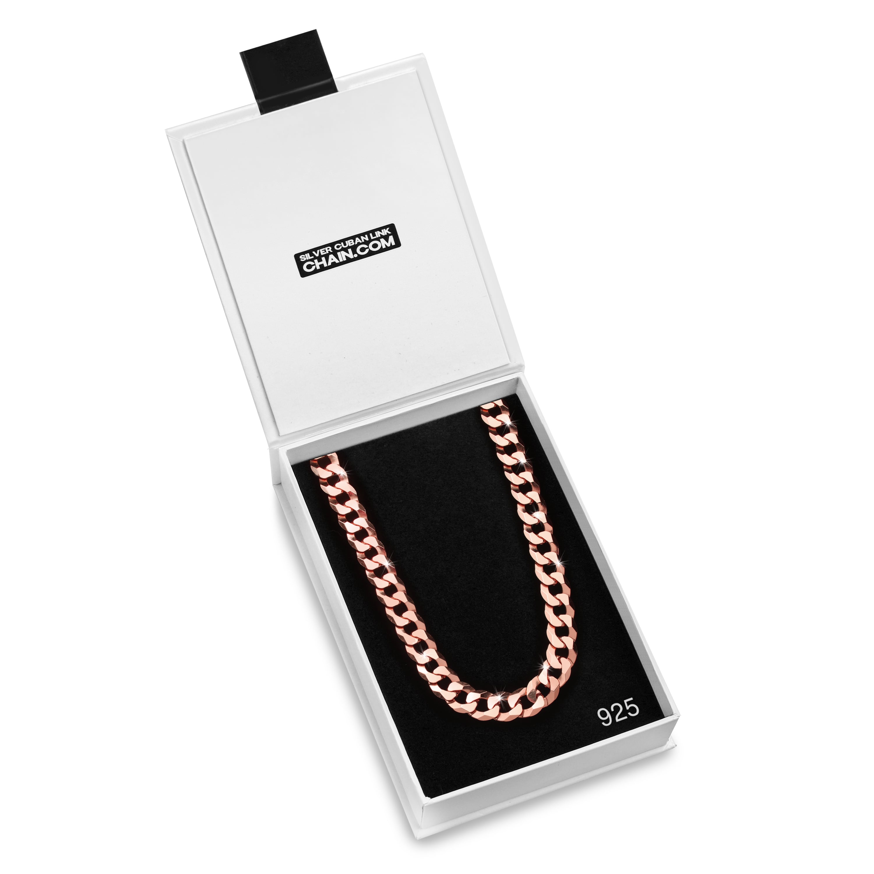 13mm-Italian-Sterling-Silver-Flat-Cuban-Chain-18kt-rose-gold-e 13mm Italian Sterling Silver Flat Cuban Chain 18kt rose gold e