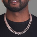 15mm Iced Out Cuban Link Chain Rose Gold b