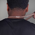 15mm Iced Out Cuban Link Chain Rose Gold c