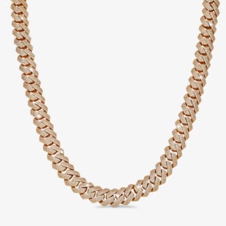15mm Iced-Out Cuban Link Chain Yellow Gold - a