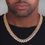15mm Iced Out Cuban Link Chain Yellow Gold b