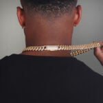 15mm Iced Out Cuban Link Chain Yellow Gold c