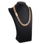 15mm Iced Out Cuban Link Chain Yellow Gold d