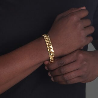 15mm Premium Cuban Link Snap Clasp Bracelet yellow gold b
