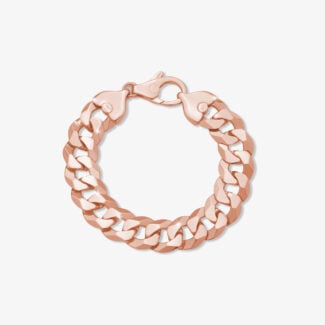 16mm Flat Cuban Link Bracelet Rose Gold - a