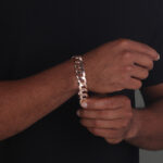 16mm Flat Cuban Link Bracelet Rose Gold b