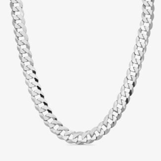 16mm Flat Cuban Link Chain Rhodium - a