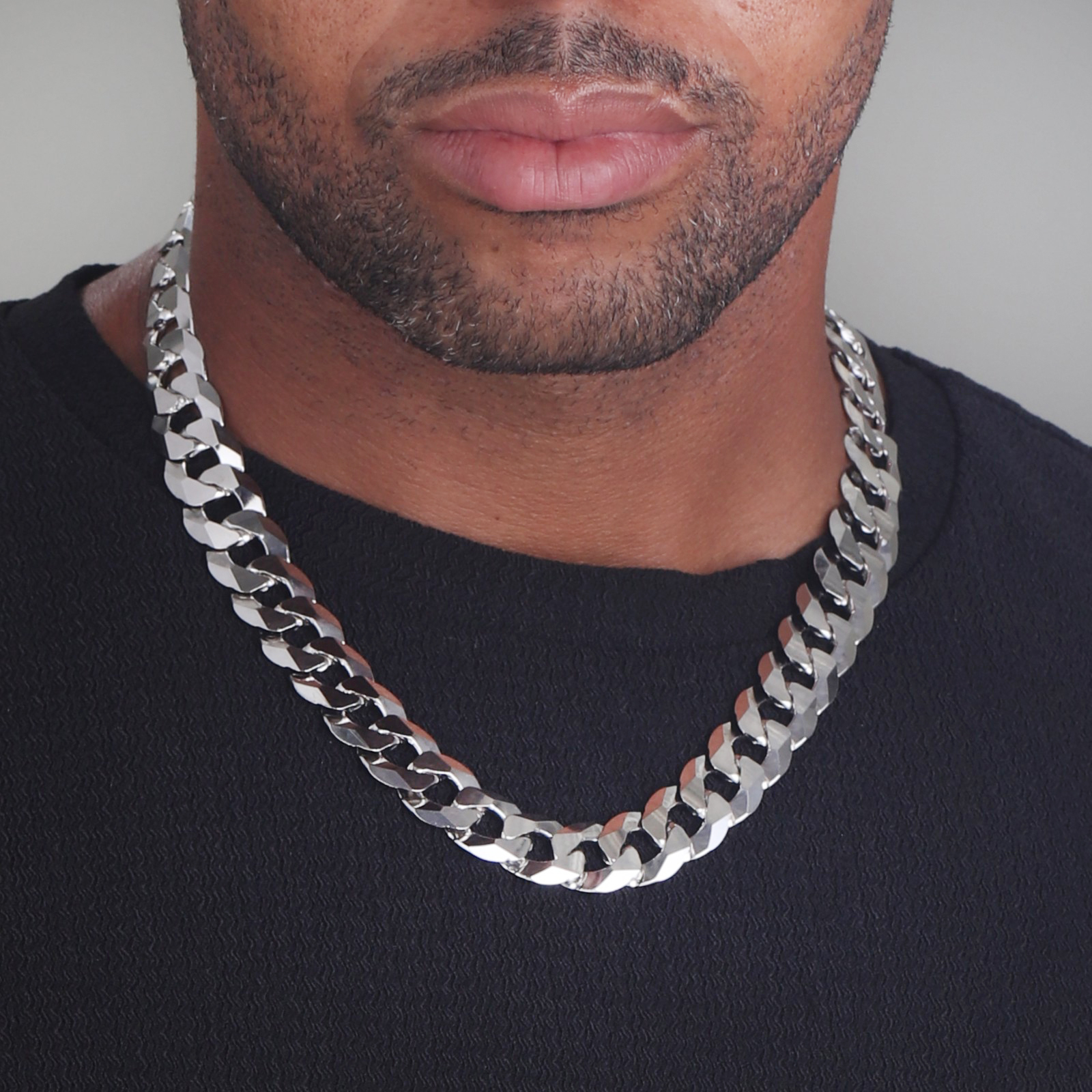 16mm-Flat-Cuban-Link-Chain-Rhodium-b 16mm Flat Cuban Link Chain Rhodium b