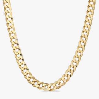 16mm Flat Cuban Link Chain Yellow Gold - a