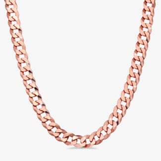 16mm Italian Sterling Silver Flat Cuban Chain 18kt rose gold - a