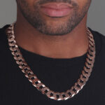 16mm Italian Sterling Silver Flat Cuban Chain 18kt rose gold b