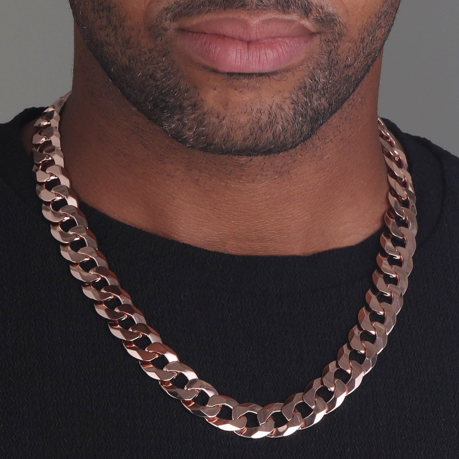 16mm-Italian-Sterling-Silver-Flat-Cuban-Chain-18kt-rose-gold-b 16mm Italian Sterling Silver Flat Cuban Chain 18kt rose gold b