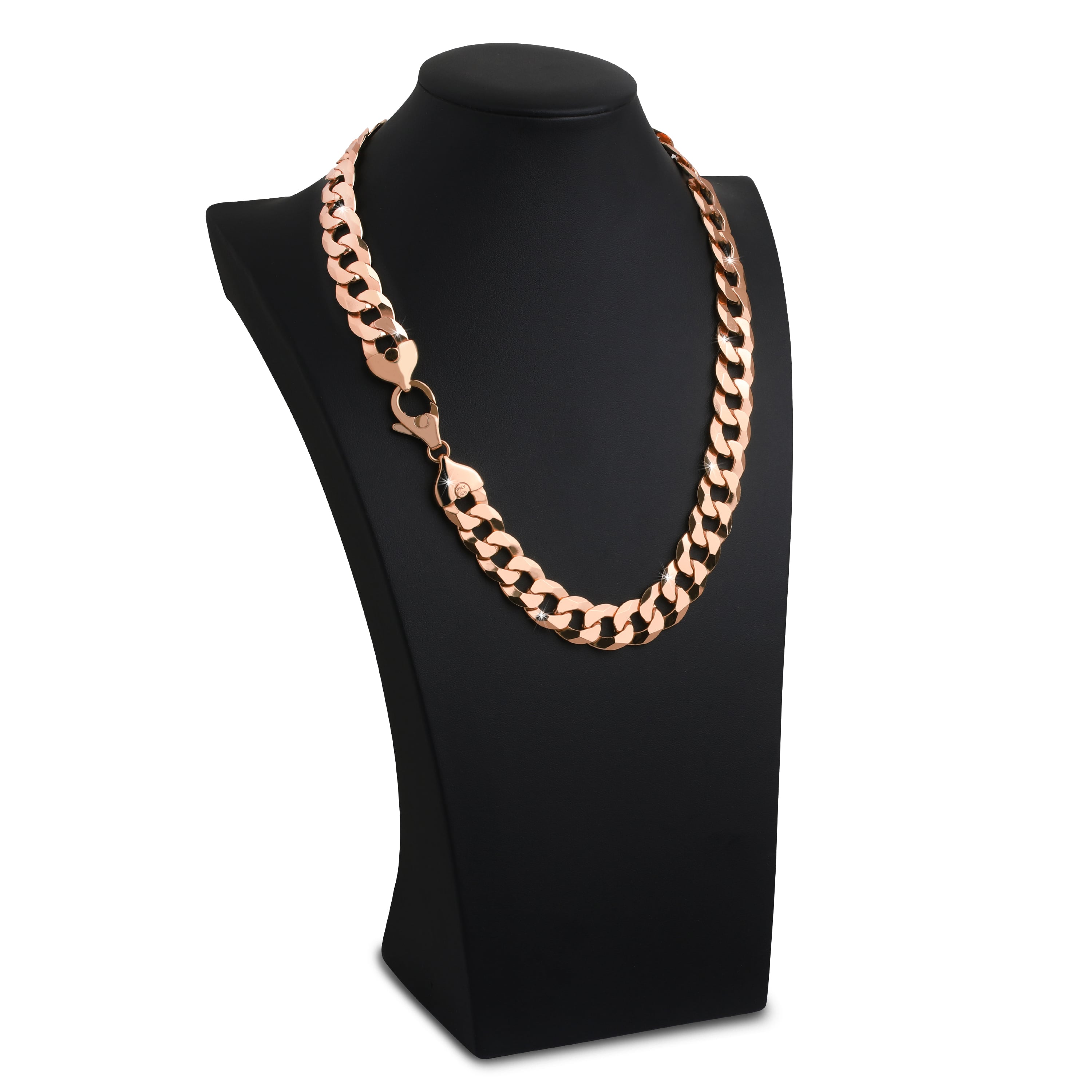 16mm-Italian-Sterling-Silver-Flat-Cuban-Chain-18kt-rose-gold-d 16mm Italian Sterling Silver Flat Cuban Chain 18kt rose gold d