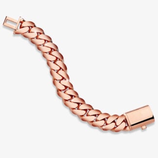 20mm Premium Cuban Link Snap Clasp Bracelet Rose Gold - a