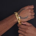 20mm Premium Cuban Link Snap Clasp Bracelet yellow gold b