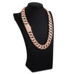 23mm Iced Out Cuban Link Chain Rose Gold b