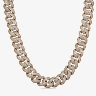 23mm Iced-Out Cuban Link Chain Yellow Gold - a