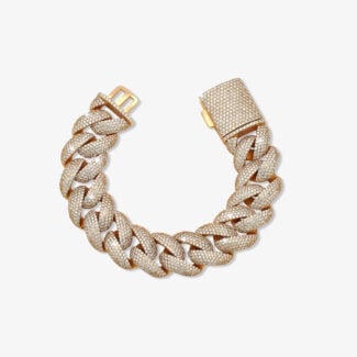 23mm iced out cuban link bracelet yellow gold - a