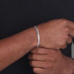 5mm Flat Cuban Link Bracelet Rhodium b