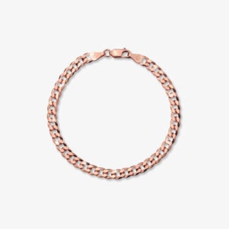 5mm Flat Cuban Link Bracelet Rose Gold - a